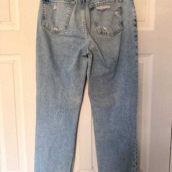 ZARA High Rise Distressed Straight Leg Jeans - Picture 5 of 8